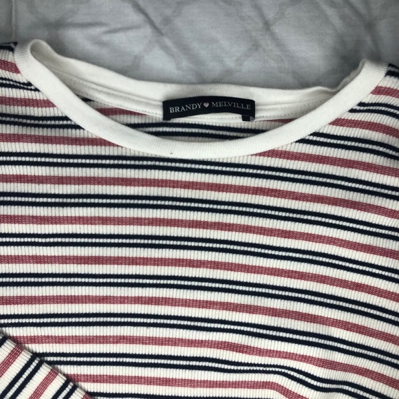 Brandy Melville Pink and White Striped Top - Picture 2 of 2